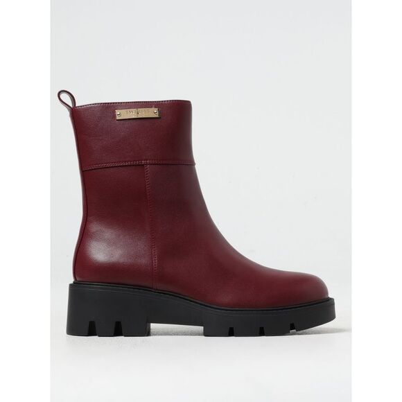 Twinset Flat Ankle Boots Woman Burgundy
